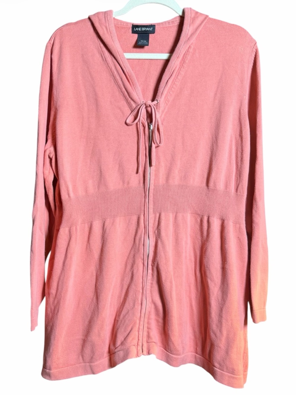 Lane Bryant Cotton Tunic Sweater Hoodie With A Ribbed Waist. Size 18/20.
